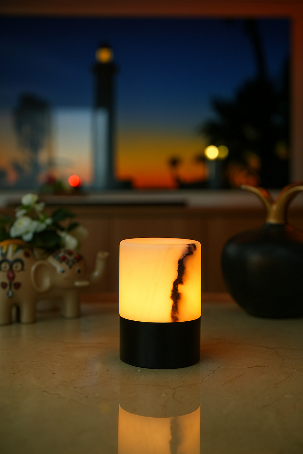 Alba Mermer Şarjlı Masa Lambası