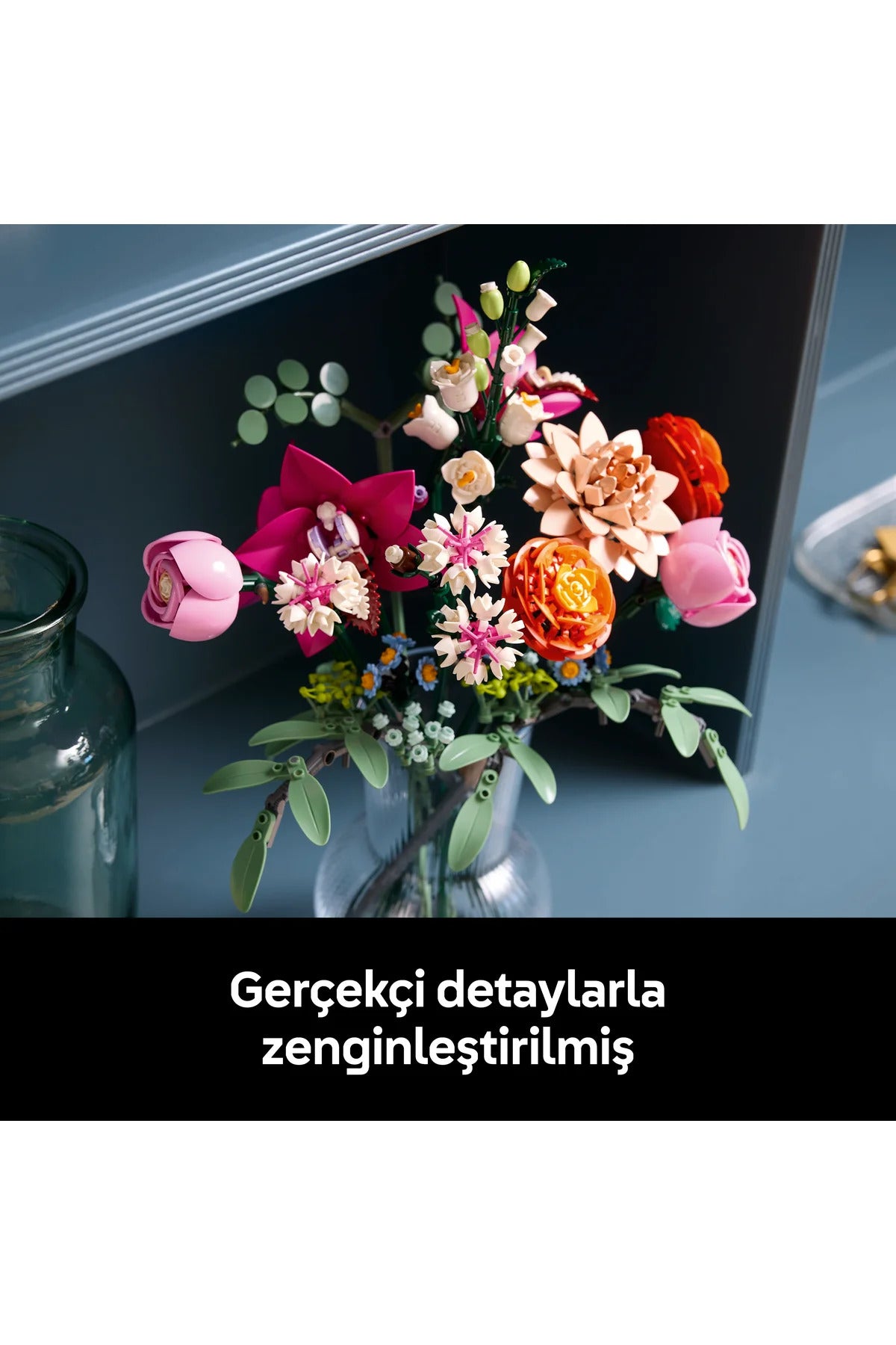 LEGO® Botanicals Pembe Çiçek Buketi 10342 - Yetişkinler için Dekoratif Çiçek Yapım Seti (749 P)