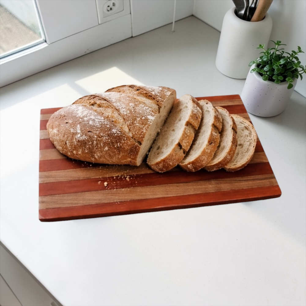 Ceviz Ağacı Şerit Desenli Epoksi Ekmek ve Sunum Tahtası