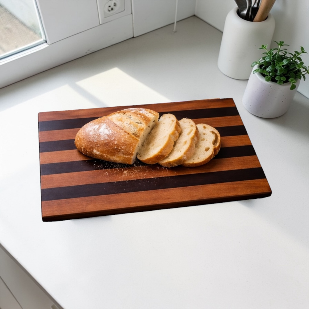 Ceviz Ağacı Şerit Desenli Epoksi Ekmek ve Sunum Tahtası