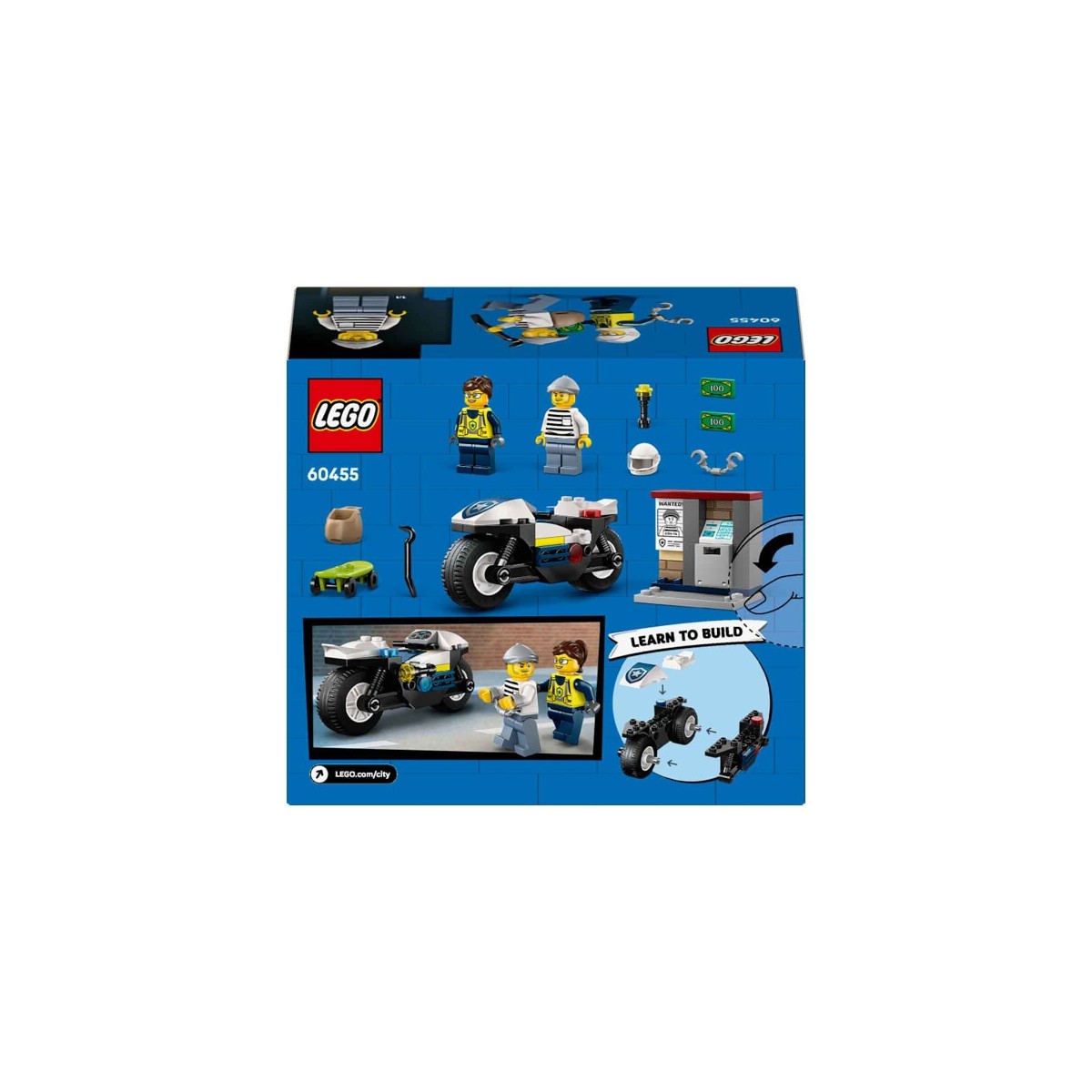 LEGO® City Polis Motosikleti Takibi 60455 - 4 Yaş ve Üzeri Çocuklar Için Yaratıcı Oyuncak Yapım Seti (65 Parça)