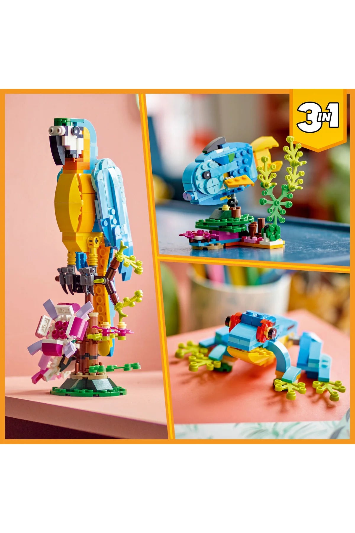 LEGO® Creator 3'ü 1 Arada EgzotikPapağan 31136 - 7+ Çocuklar için Yaratıcı Oyuncak Yapım Seti (253P)