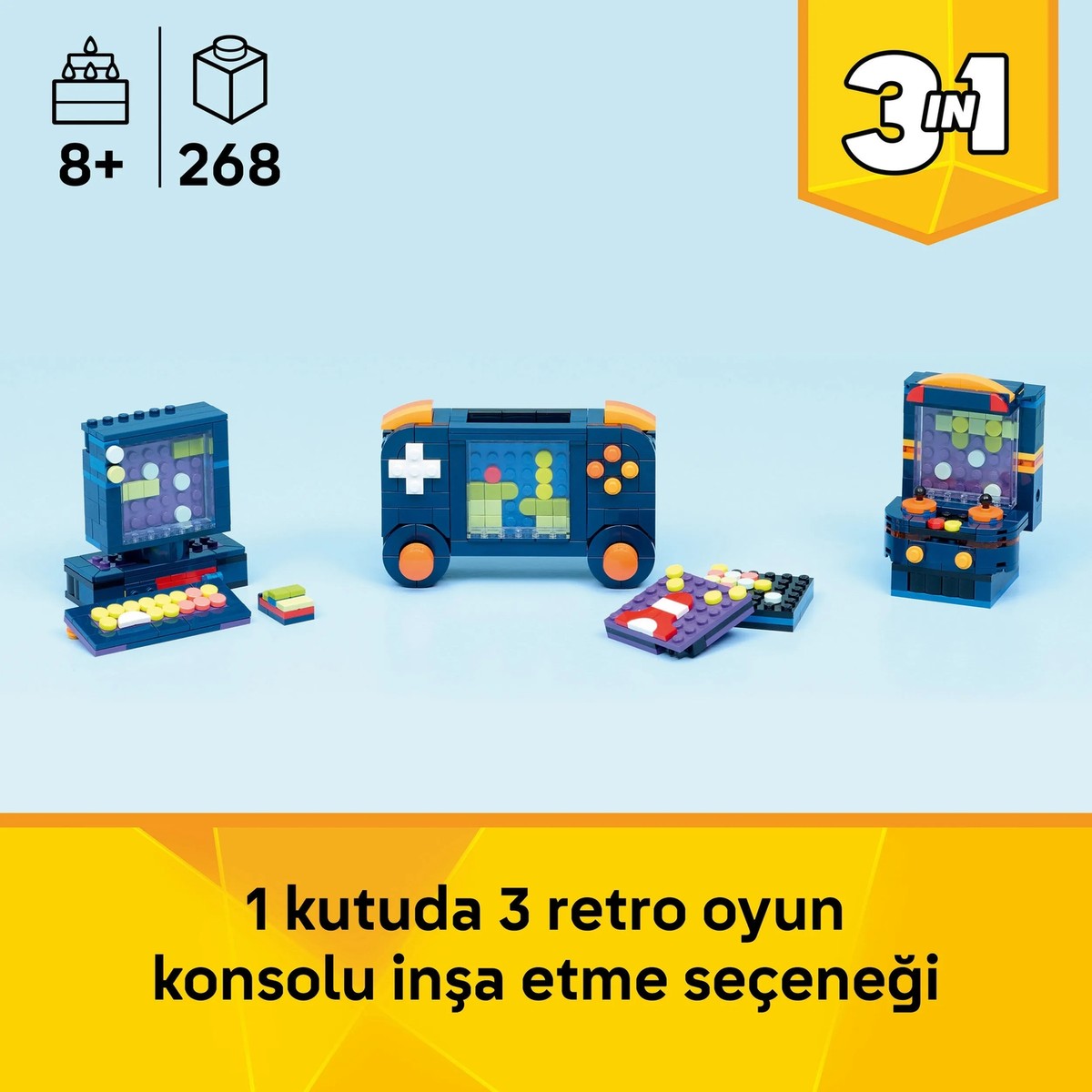 LEGO® Creator 3’ü 1 Arada Retro Oyun Konsolu 31380 – 8+ için Atariye Dönüşebilen Yaratıcı Oyuncak Yapım Seti (268 Parça)