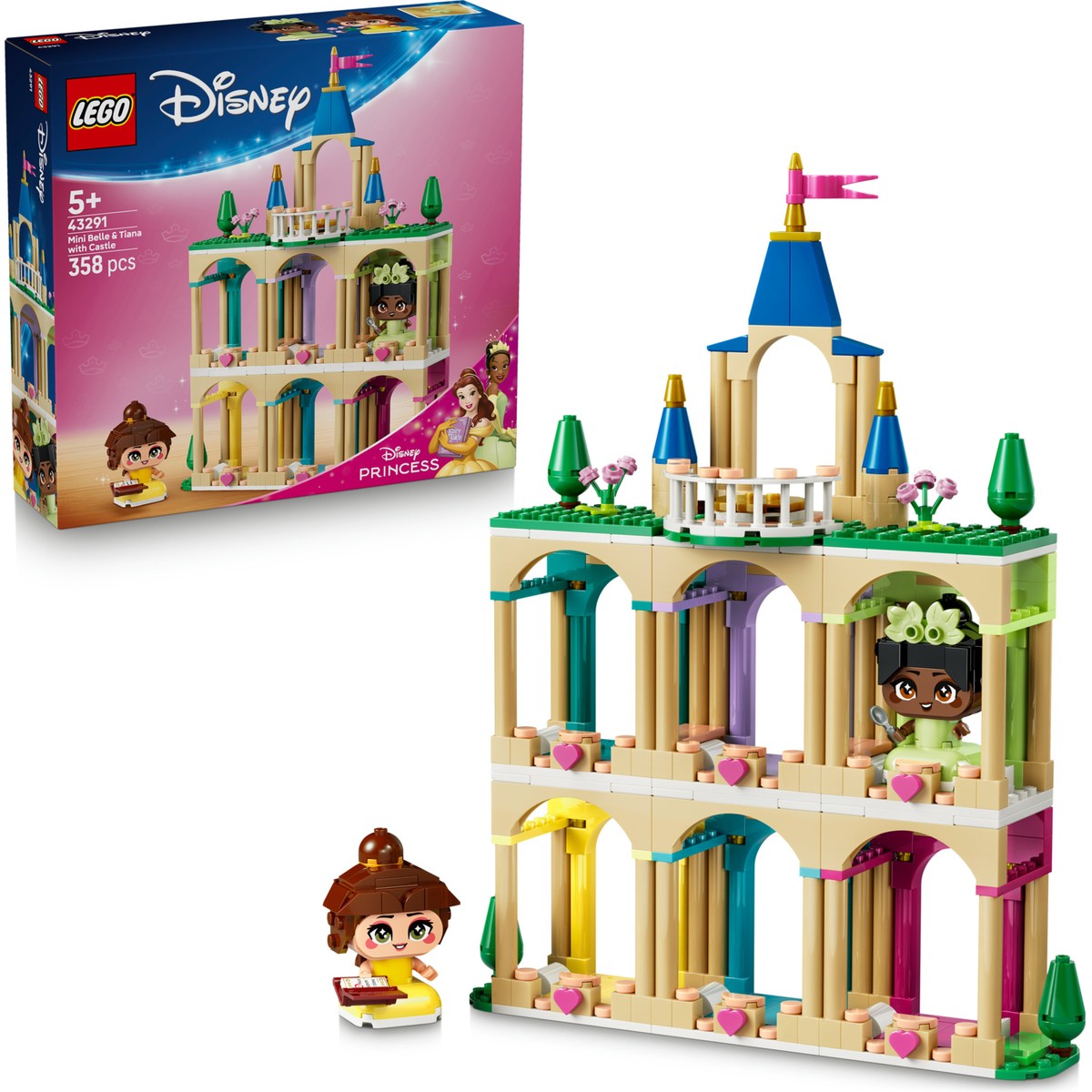 LEGO® ǀ Disney Princess Şato ile Mini Belle ve Tiana 43291 - 5 Yaş ve Üzeri Çocuklar için Yaratıcı Oyuncak Yapım Seti (358 Parça)