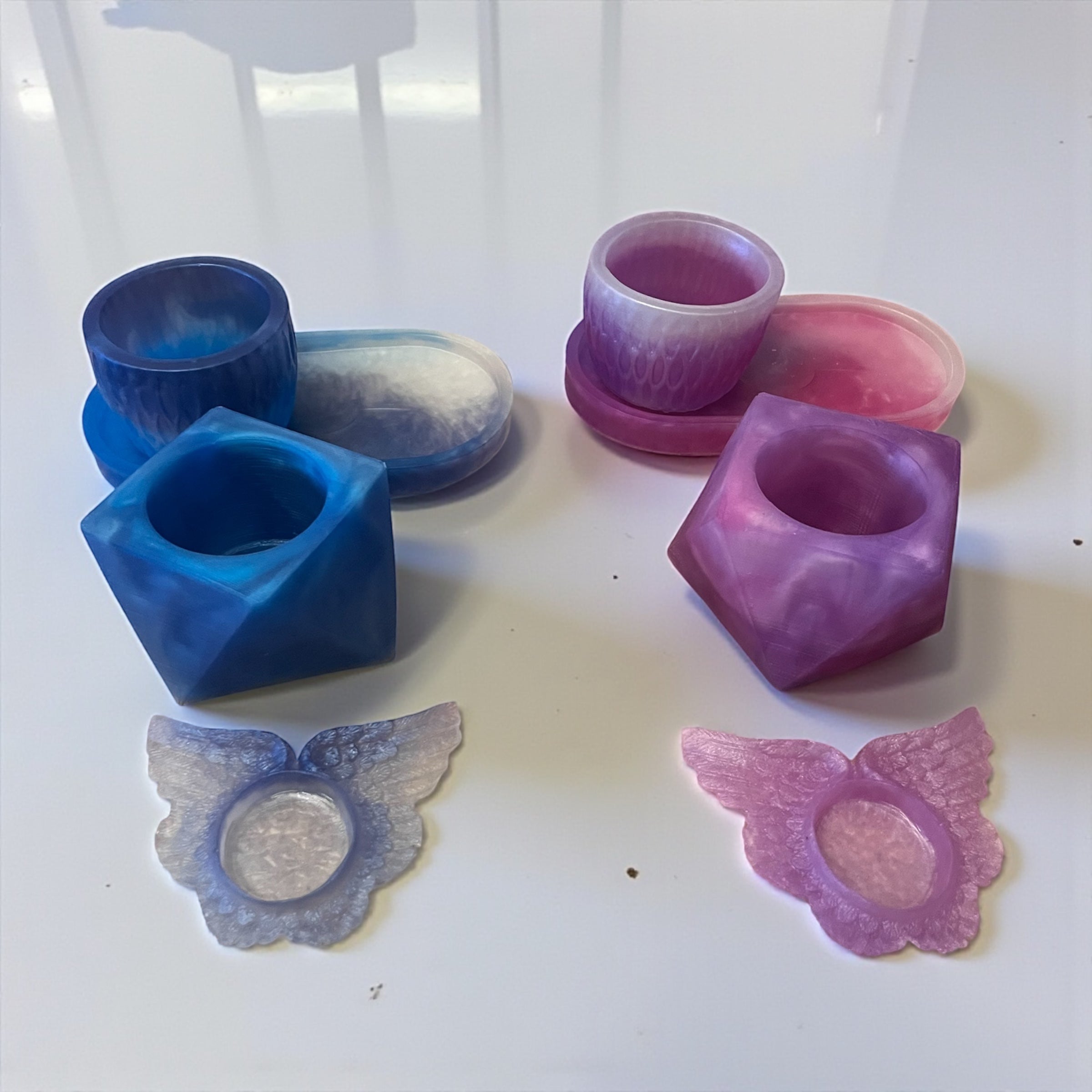 El Yapımı Epoksi Reçine Dekor Seti, El Yapımı Epoksi Reçine Dekor Seti | Servis Tepsisi, Mumluk ve Bardak Altlığı