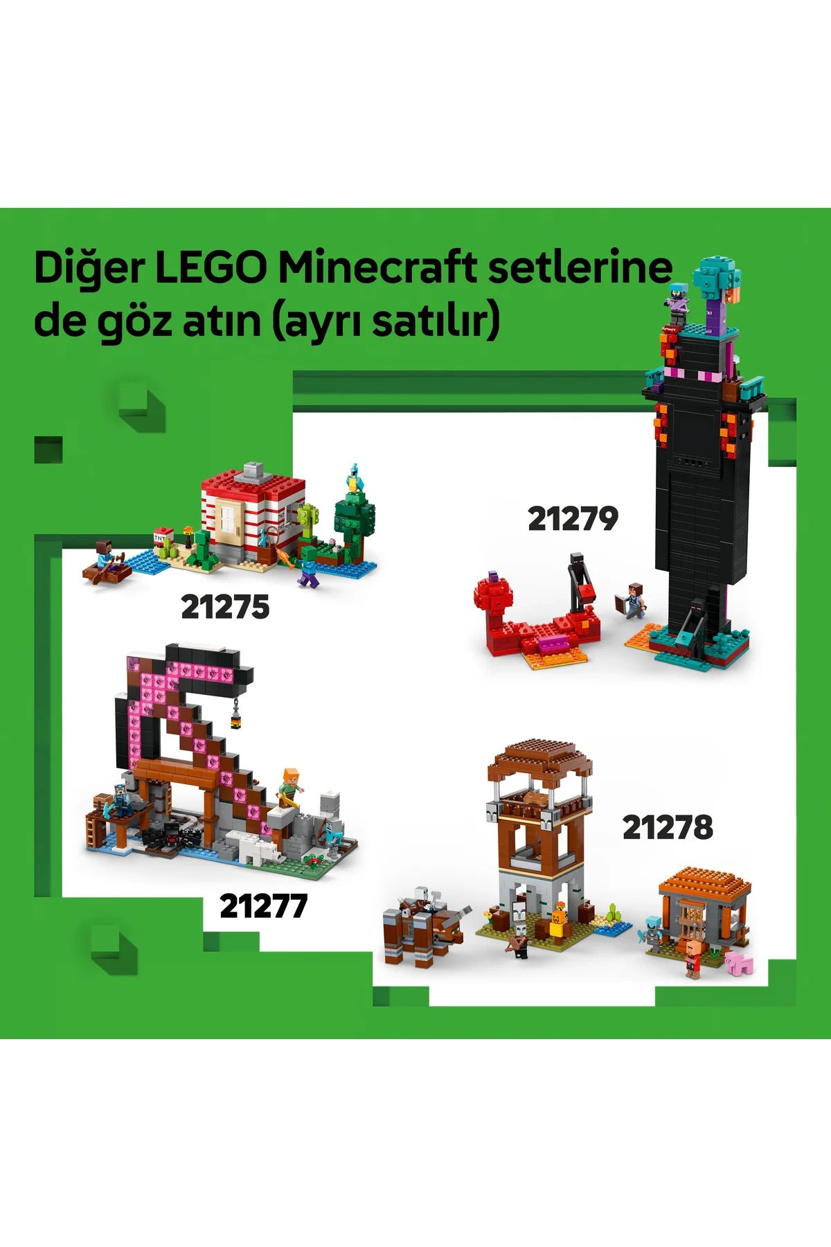 LEGO® Minecraft® Creeper™ 21276 - 10+ Çocuklar için Yaratıcı Oyuncak Yapım Seti (665P)