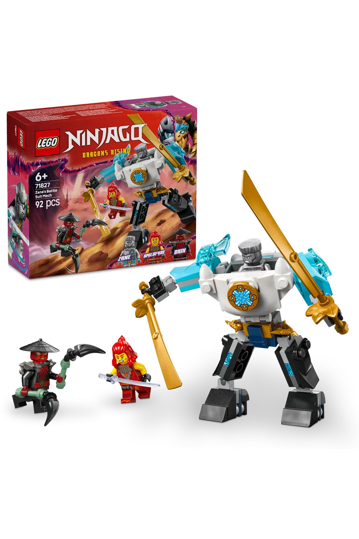 LEGO ® NINJAGO® Zane’in Savaş Zırhı Mech’i 71827 - 6+ Çocuklar için Yaratıcı Oyuncak Yapım Seti (92P)