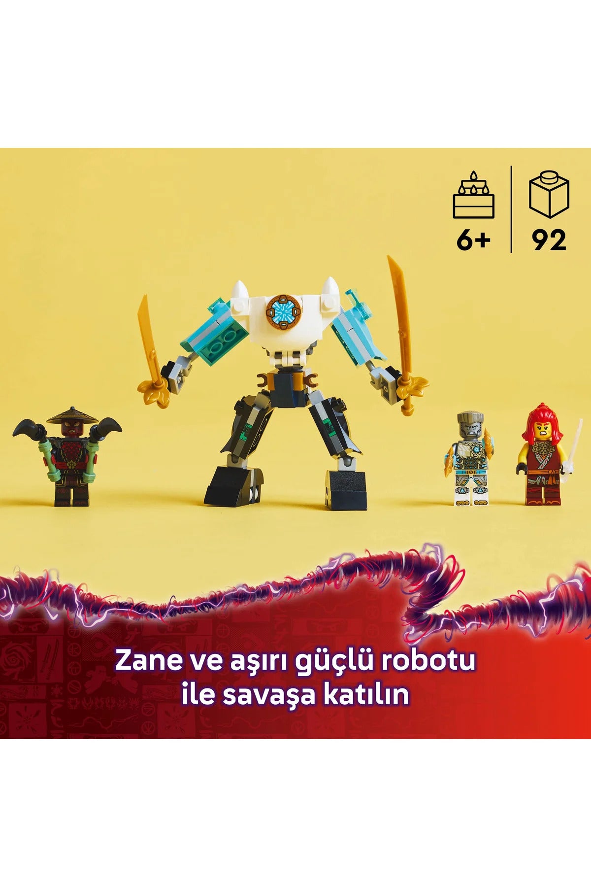 LEGO ® NINJAGO® Zane’in Savaş Zırhı Mech’i 71827 - 6+ Çocuklar için Yaratıcı Oyuncak Yapım Seti (92P)