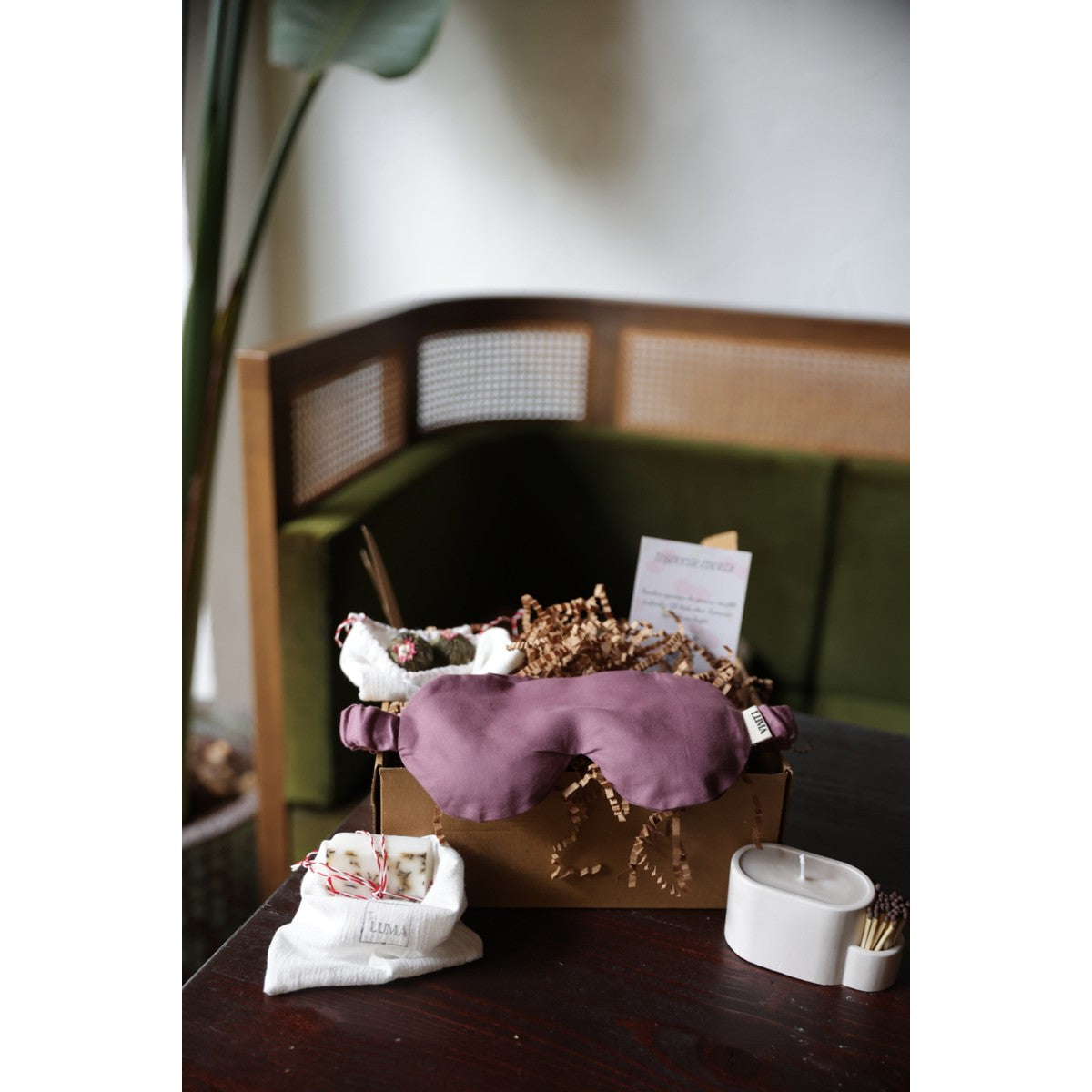 Touch Keten Tohumlu Lavantalı Göz Maskesi, Doğal Mum, Blossom Tea & Meditasyon Seti