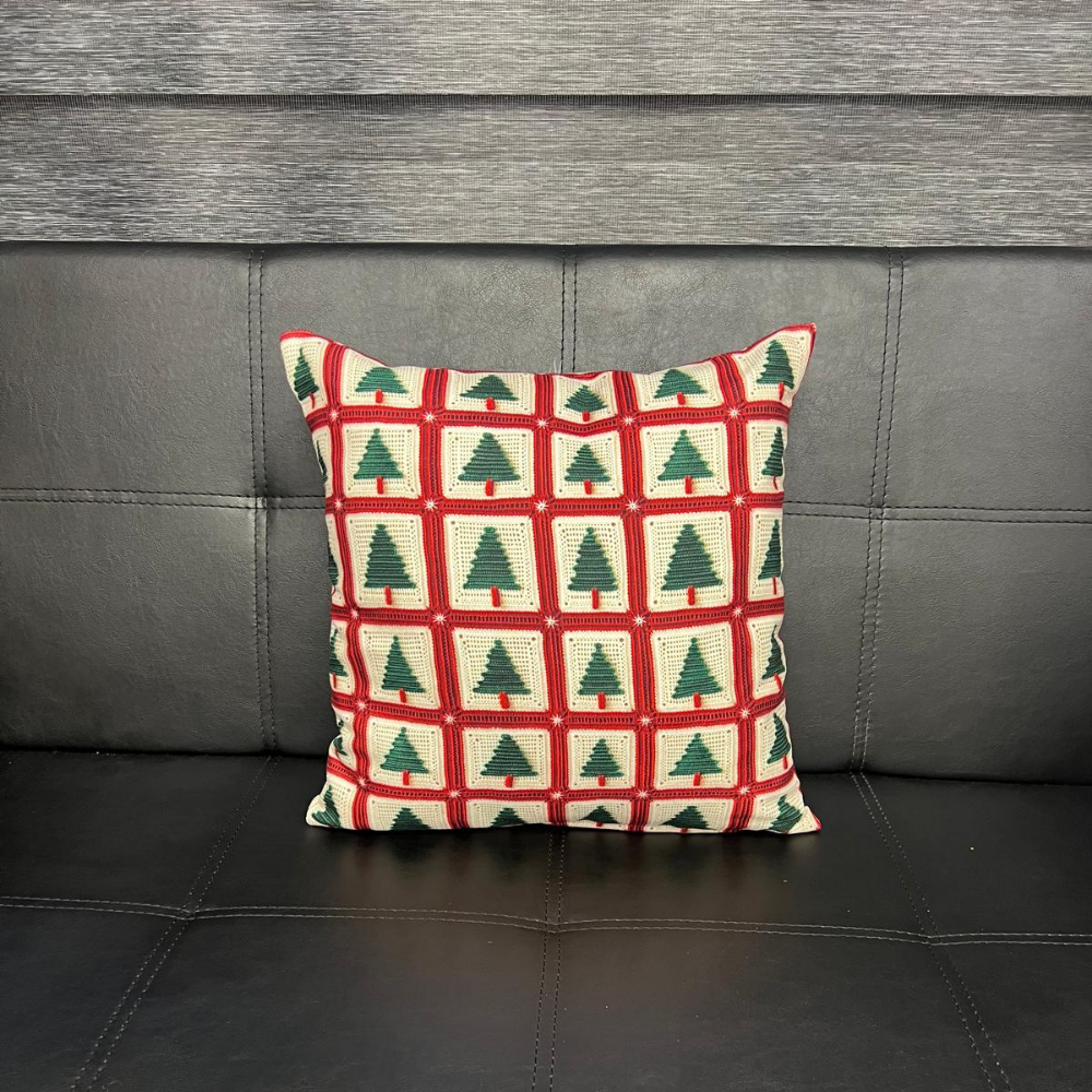 Klasik Noel Çamı Dokuma Dekoratif Kırlent