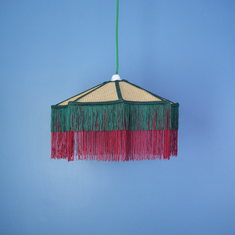 Aurora Sarkıt Avize Koleksiyonu-(Koyu Yeşil Kırmızı Rattan  Avize)