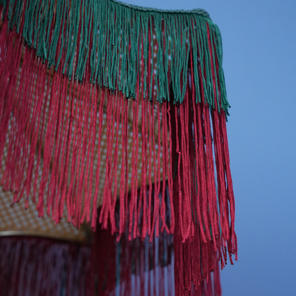 Aurora Sarkıt Avize Koleksiyonu-(Koyu Yeşil Kırmızı Rattan  Avize)