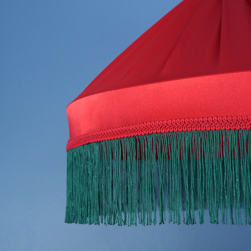 Aurora Sarkıt Avize Koleksiyonu-(Yeşil Püsküllü Kırmızı Avize)