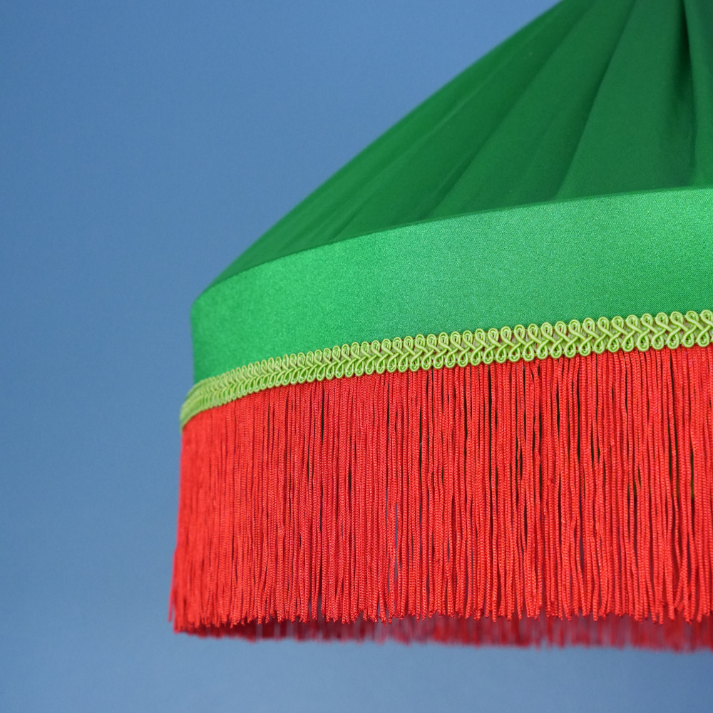 Aurora Sarkıt Avize Koleksiyonu-(Kırmızı Püsküllü Yeşil Avize)