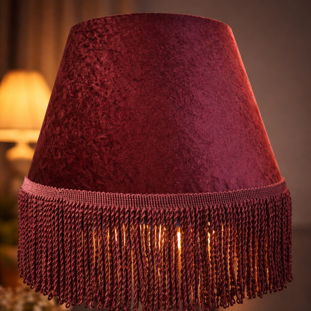 Bordeaux Fringe Abajur Şapkası