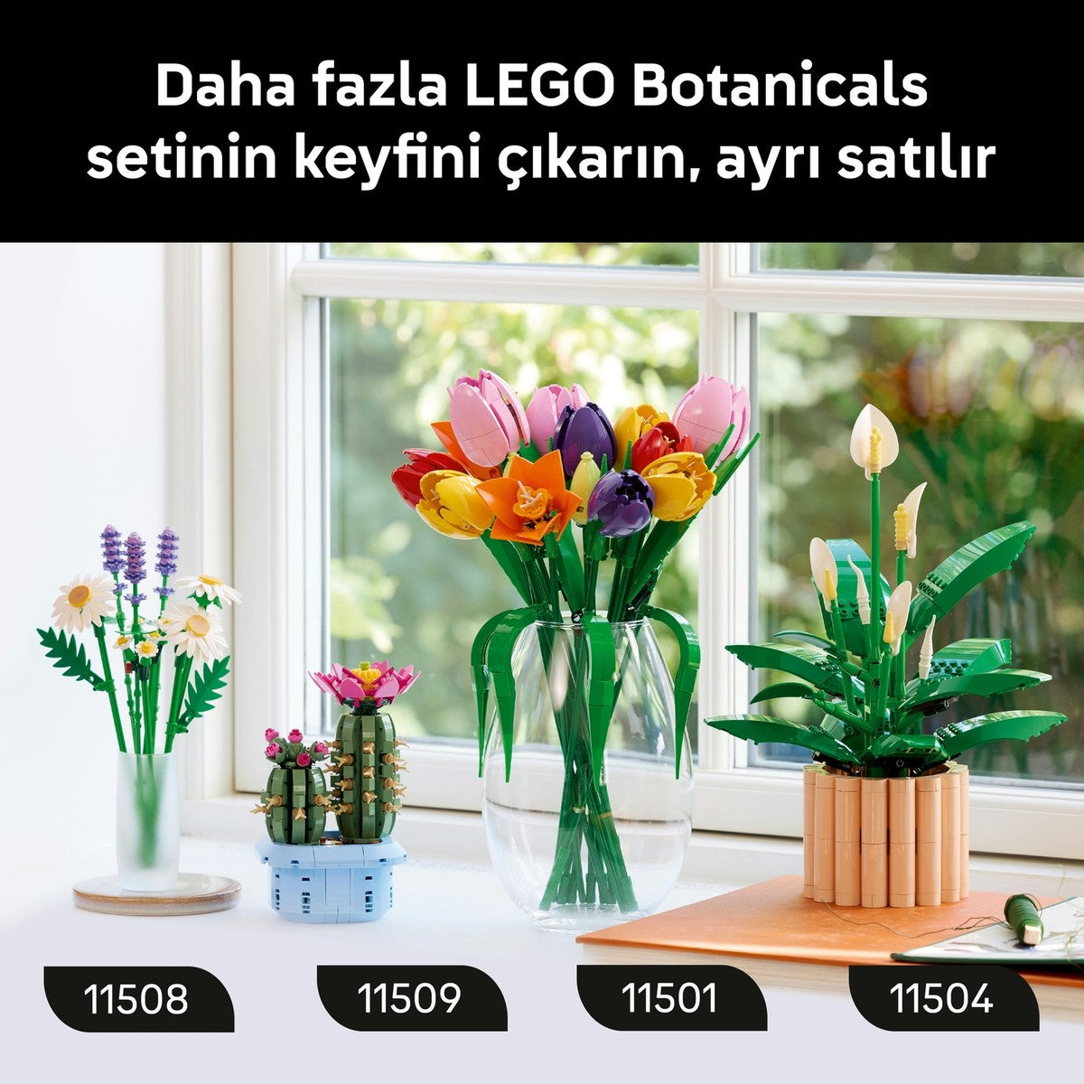 LEGO® Botanicals Barış Çiçeği 11504 - Yetiskinler için 6 Baris Çiçegi Içeren Koleksiyonluk Dekoratif Model Yapim Seti (474 Parça)