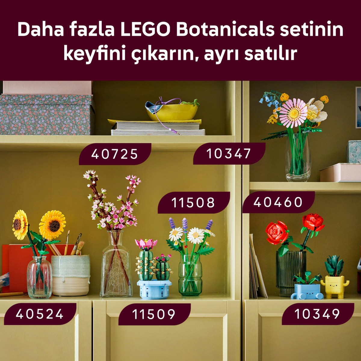 LEGO® Botanicals Çiçekli Kaktüs 11509 - 9 Yas ve Üzeri Çocuklar için 2 Kaktüs Içeren Yaratici Oyuncak Yapim Seti (482 Parça)