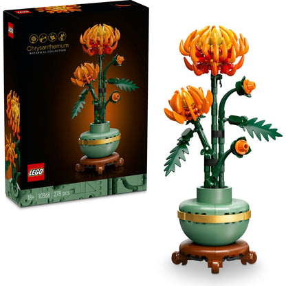 LEGO® Botanicals Krizantem 10368 – Yetişkinler için Pastel Yeşil Saksı İçeren Dekoratif Çiçek Modeli Yapım Seti (278 Parça)