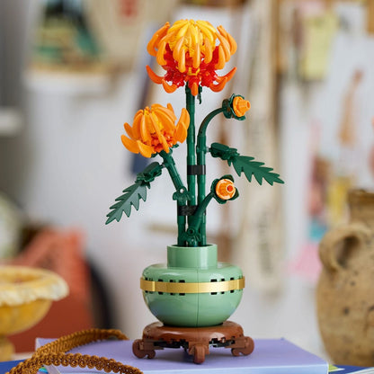 LEGO® Botanicals Krizantem 10368 – Yetişkinler için Pastel Yeşil Saksı İçeren Dekoratif Çiçek Modeli Yapım Seti (278 Parça)