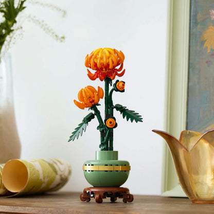 LEGO® Botanicals Krizantem 10368 – Yetişkinler için Pastel Yeşil Saksı İçeren Dekoratif Çiçek Modeli Yapım Seti (278 Parça)