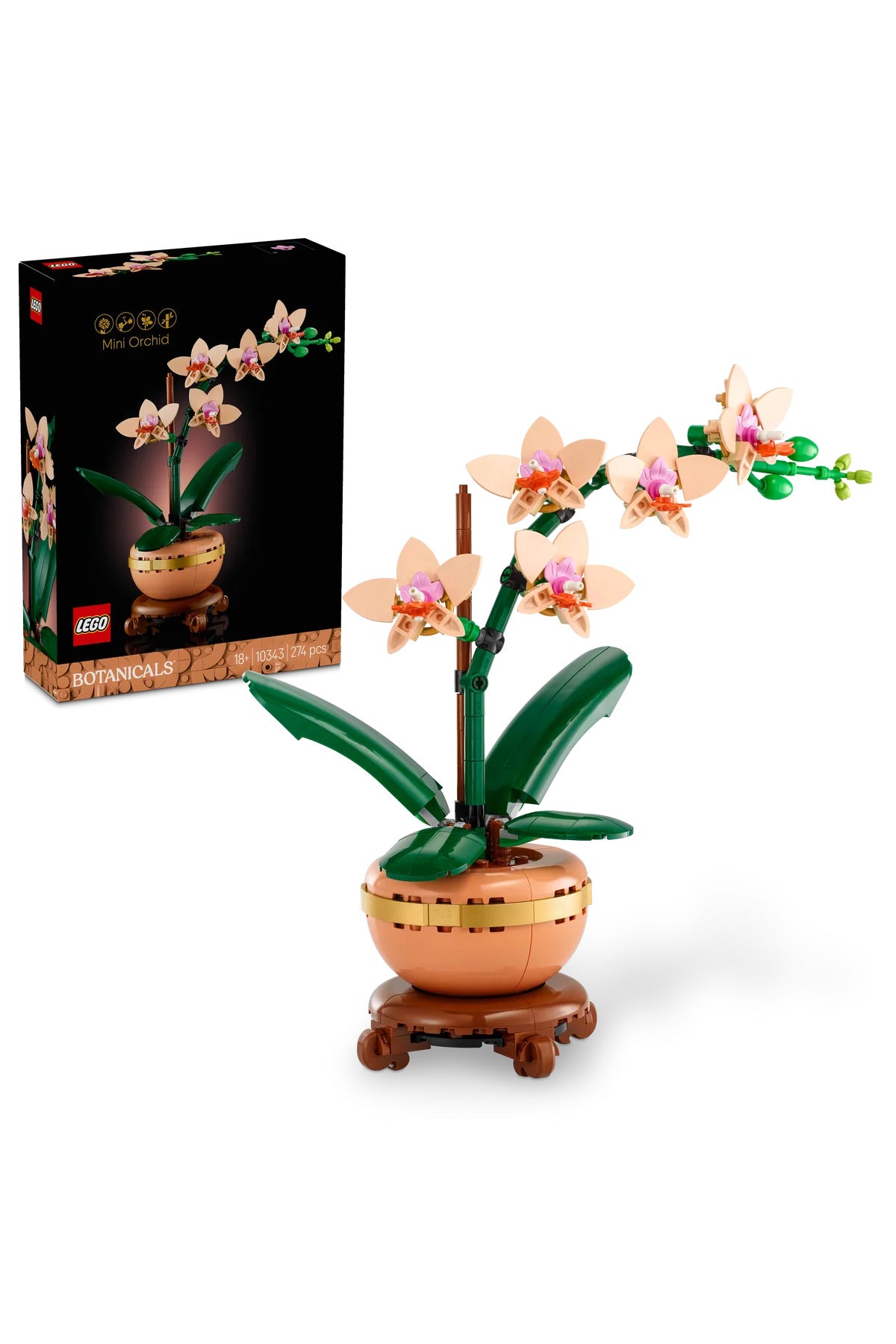 LEGO® Botanicals Mini Orkide 10343 - Yetişkinler için Dekoratif Çiçek Yapım Seti (274 P)