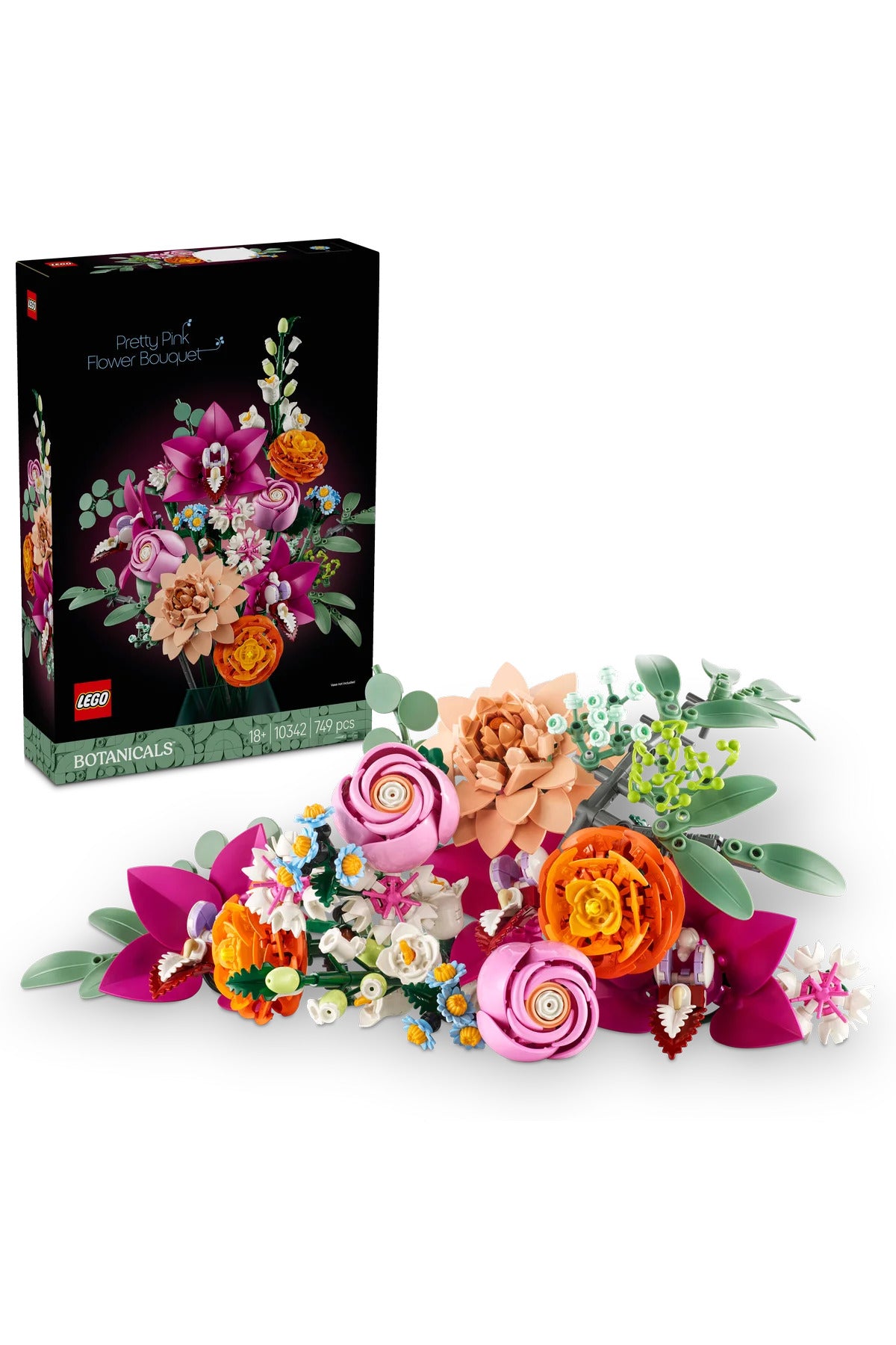 LEGO® Botanicals Pembe Çiçek Buketi 10342 - Yetişkinler için Dekoratif Çiçek Yapım Seti (749 P)