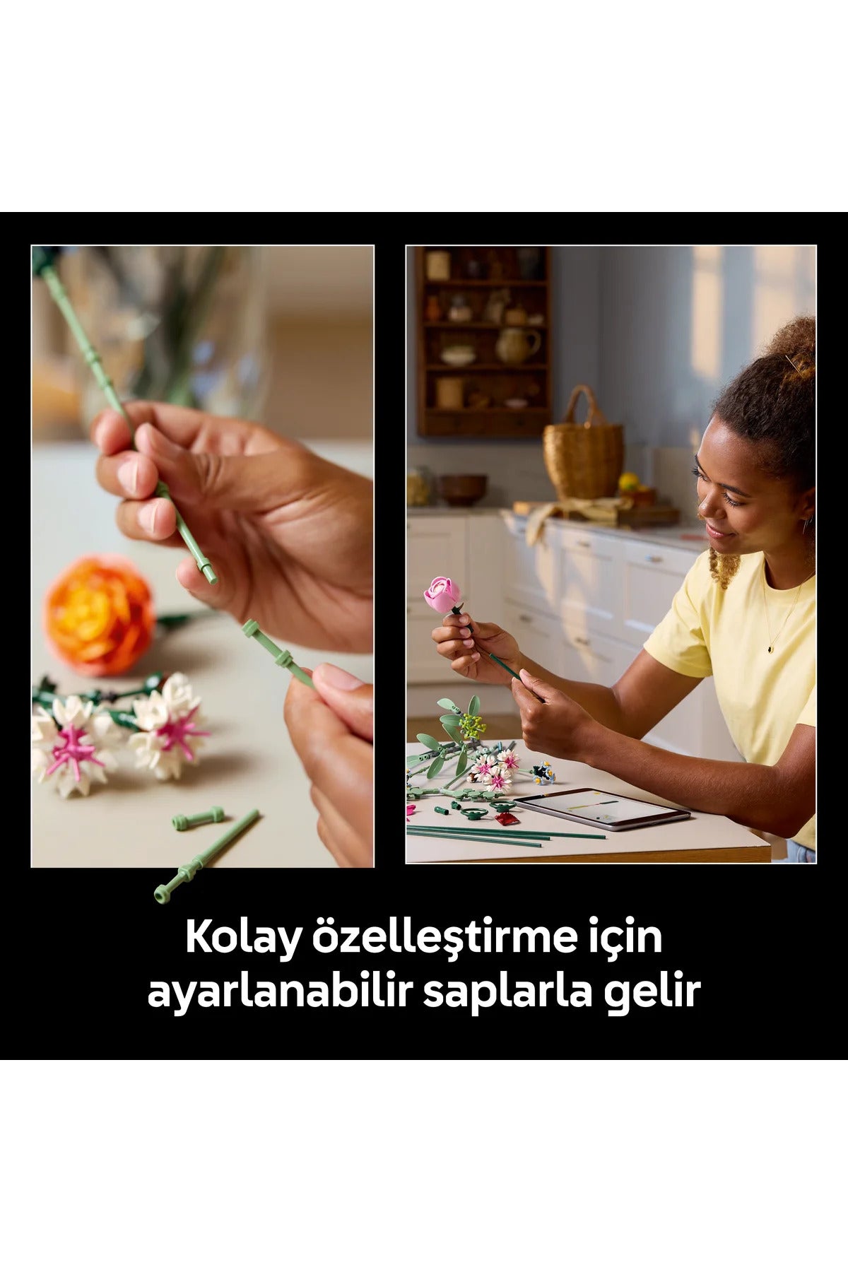 LEGO® Botanicals Pembe Çiçek Buketi 10342 - Yetişkinler için Dekoratif Çiçek Yapım Seti (749 P)