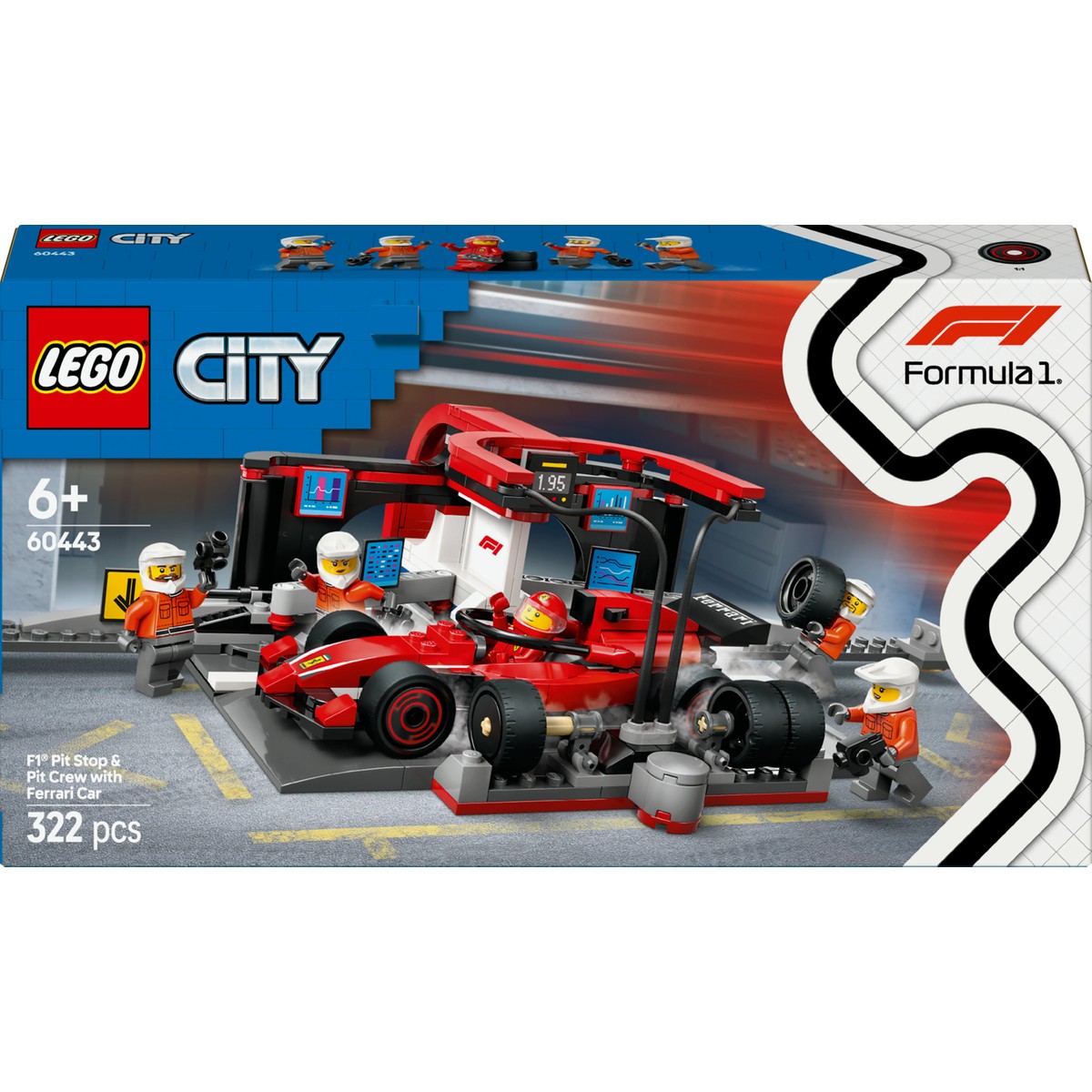 LEGO® City Ferrari Arabalı F1® Pit Stop ve Pit Ekibi 60443 - 6 Yaş & Üzeri Çocuklar için Yaratıcı Oyuncak Yapım Seti (322 Parça)