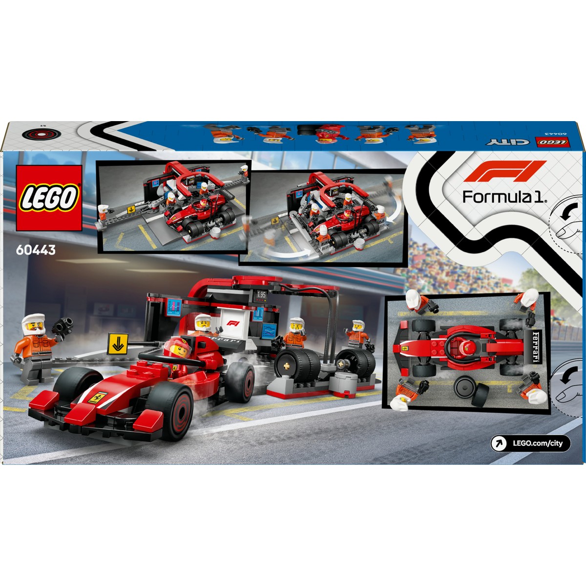 LEGO® City Ferrari Arabalı F1® Pit Stop ve Pit Ekibi 60443 - 6 Yaş & Üzeri Çocuklar için Yaratıcı Oyuncak Yapım Seti (322 Parça)