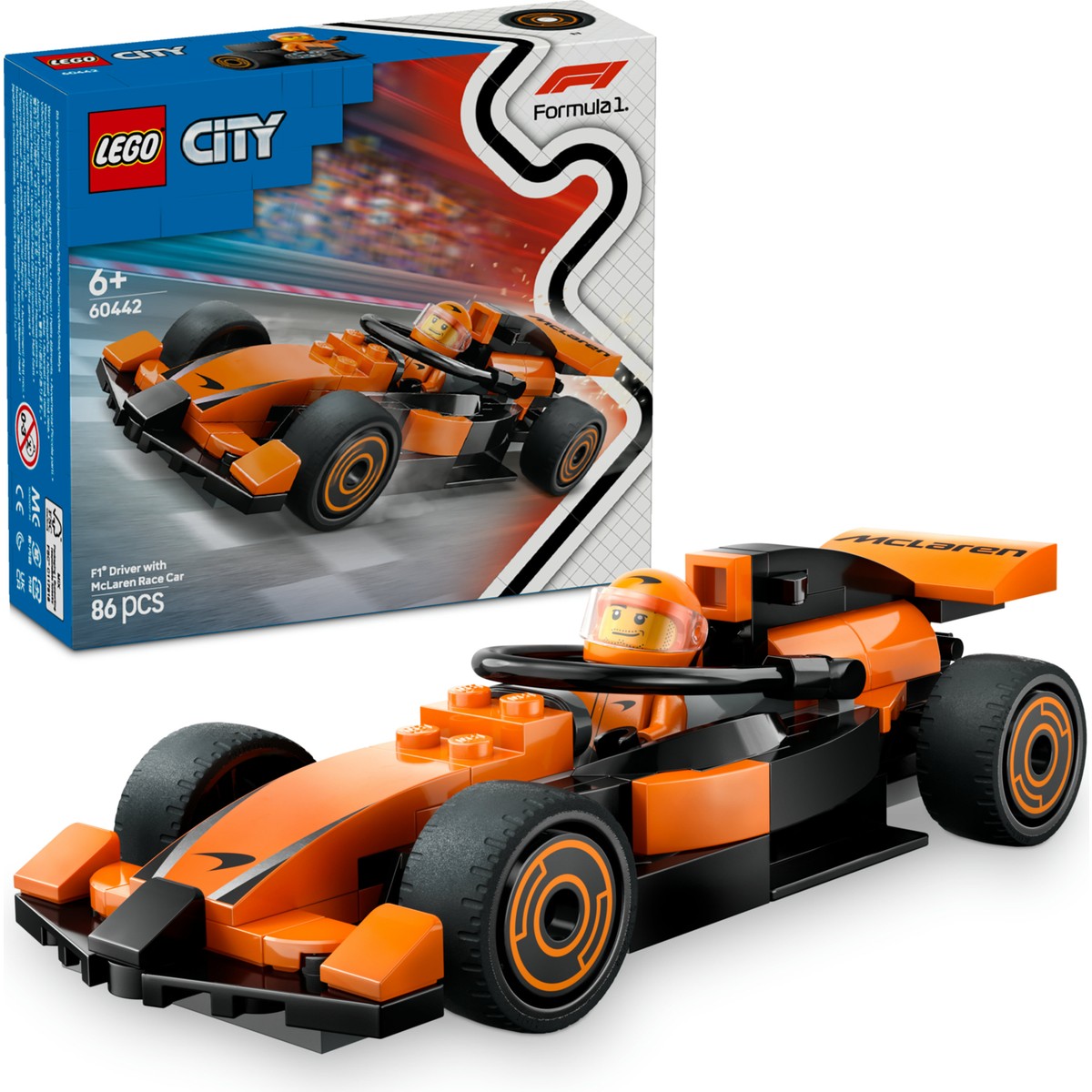 LEGO® City McLaren Yarış Arabalı F1® Sürücüsü 60442 - 6 Yaş & Üzeri Çocuklar için Yaratıcı Oyuncak Yapım Seti (86 Parça)