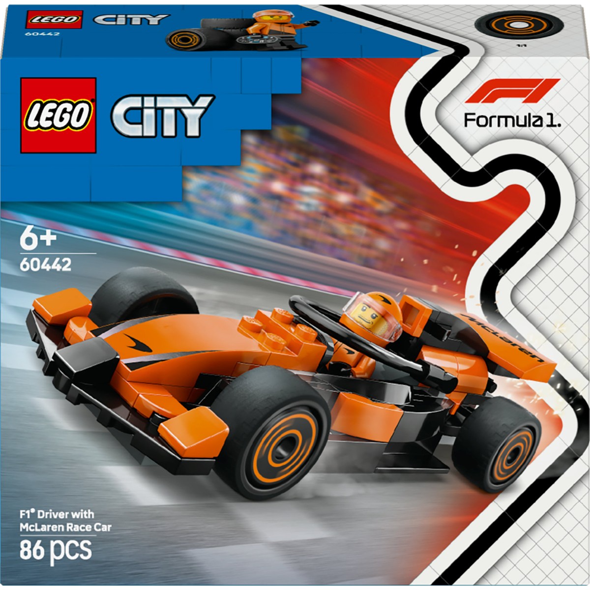 LEGO® City McLaren Yarış Arabalı F1® Sürücüsü 60442 - 6 Yaş & Üzeri Çocuklar için Yaratıcı Oyuncak Yapım Seti (86 Parça)
