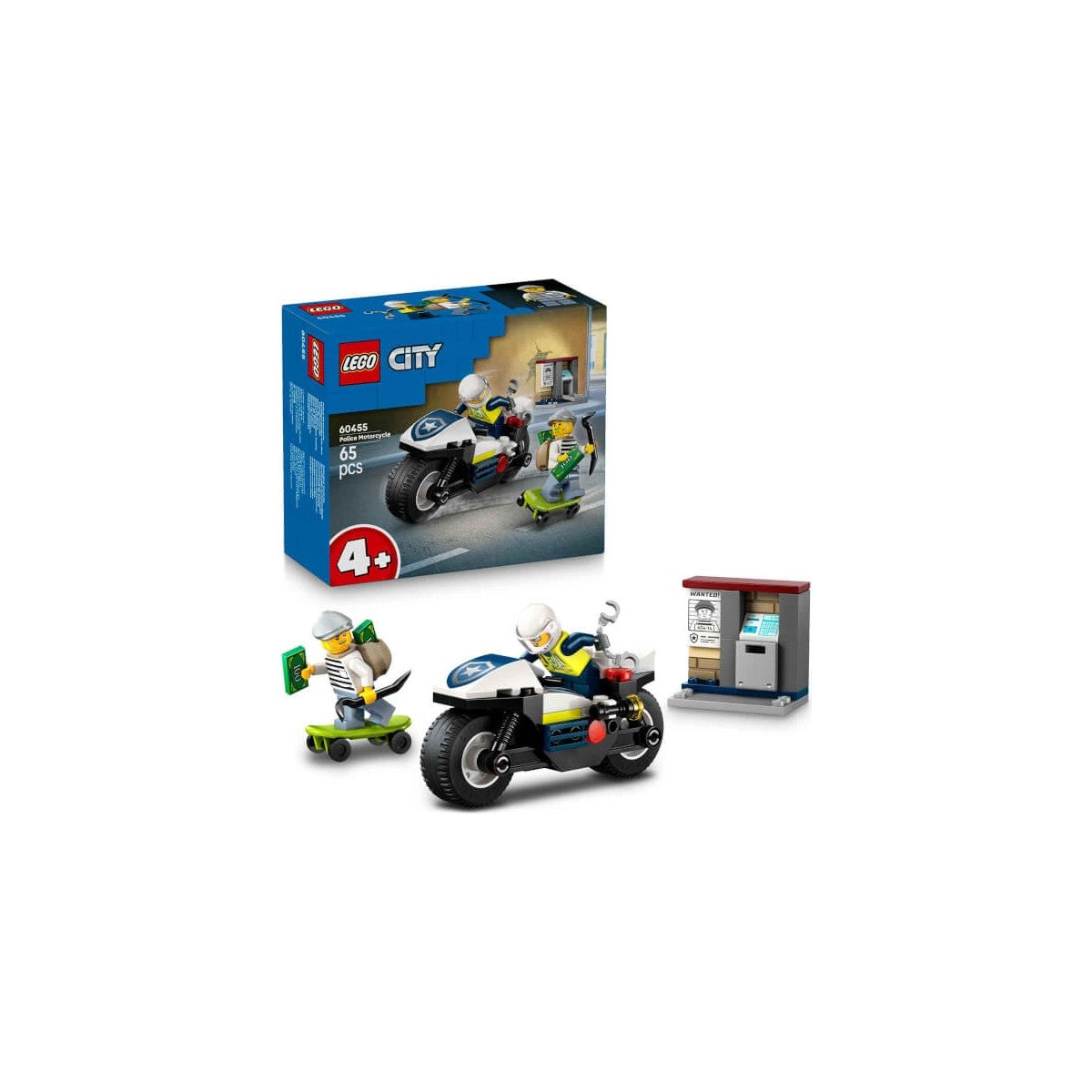 LEGO® City Polis Motosikleti Takibi 60455 - 4 Yaş ve Üzeri Çocuklar Için Yaratıcı Oyuncak Yapım Seti (65 Parça)