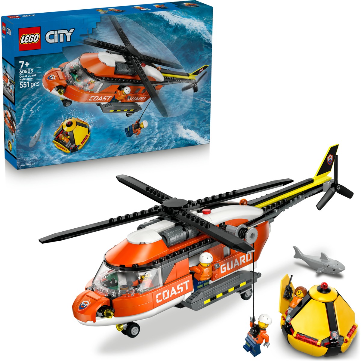 LEGO® City Sahil Güvenlik Helikopteri 60503 – 7 Yaş ve Üzeri Çocuklar için Yaratıcı Oyuncak Yapım Seti (551 Parça)