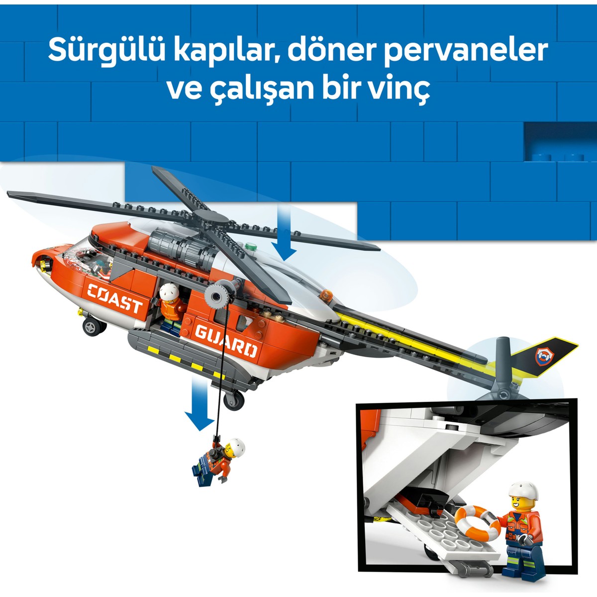 LEGO® City Sahil Güvenlik Helikopteri 60503 – 7 Yaş ve Üzeri Çocuklar için Yaratıcı Oyuncak Yapım Seti (551 Parça)