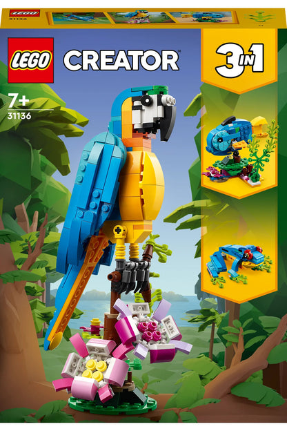 LEGO® Creator 3'ü 1 Arada EgzotikPapağan 31136 - 7+ Çocuklar için Yaratıcı Oyuncak Yapım Seti (253P)