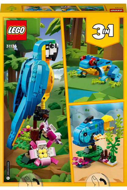 LEGO® Creator 3'ü 1 Arada EgzotikPapağan 31136 - 7+ Çocuklar için Yaratıcı Oyuncak Yapım Seti (253P)