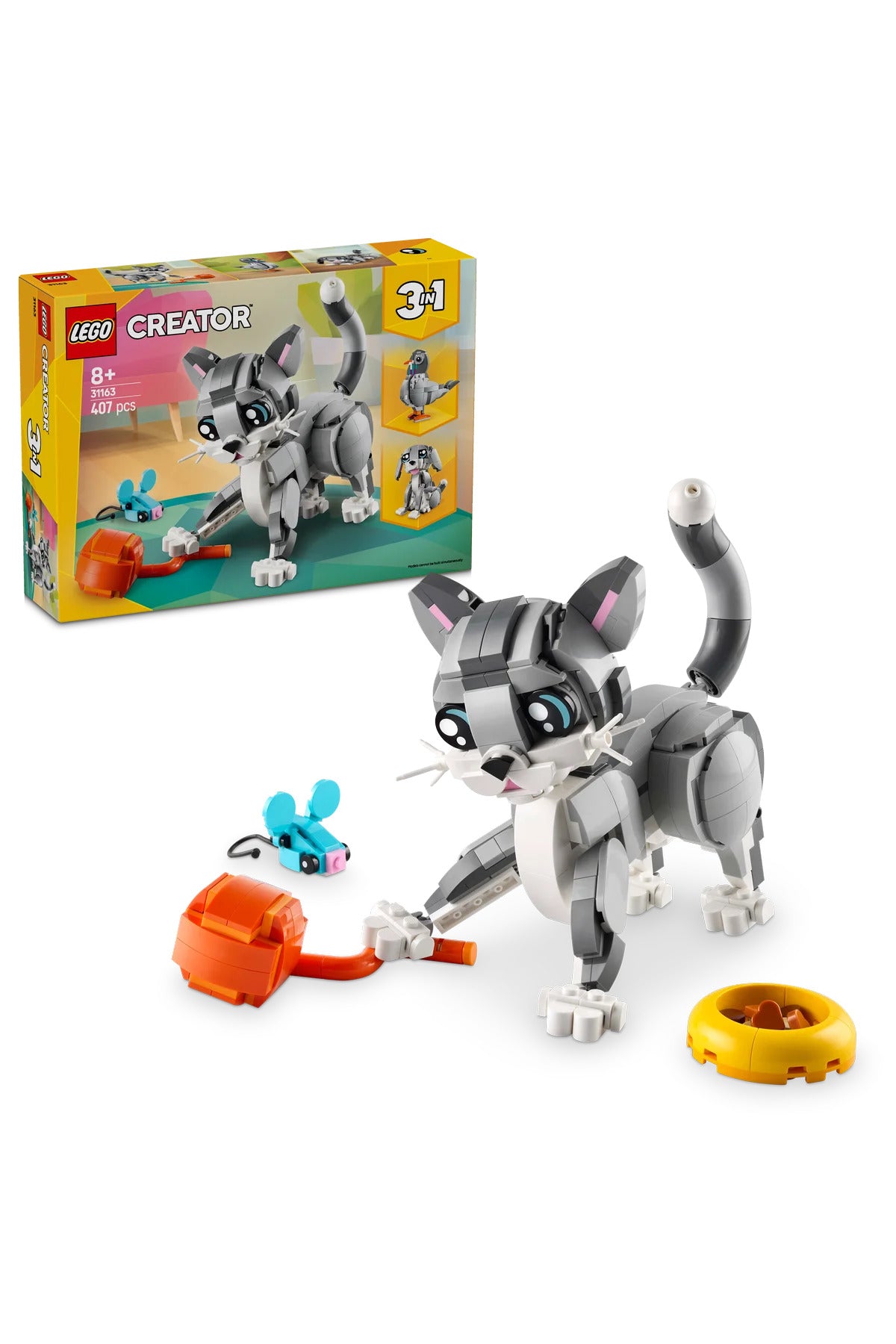 LEGO® Creator 3’ü 1 Arada Oyunbaz Kedi 31163 - 8+ Çocuklar için Yaratıcı Oyuncak Yapım Seti (407P)