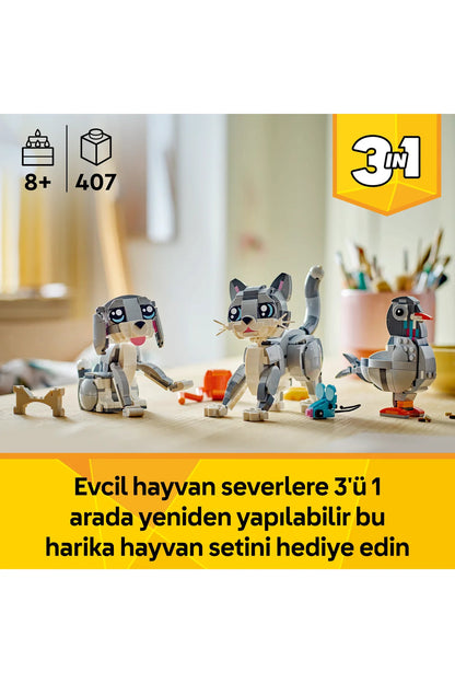 LEGO® Creator 3’ü 1 Arada Oyunbaz Kedi 31163 - 8+ Çocuklar için Yaratıcı Oyuncak Yapım Seti (407P)
