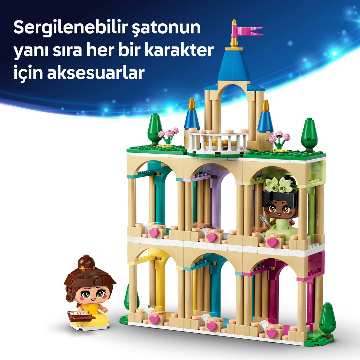 LEGO® ǀ Disney Princess Şato ile Mini Belle ve Tiana 43291 - 5 Yaş ve Üzeri Çocuklar için Yaratıcı Oyuncak Yapım Seti (358 Parça)