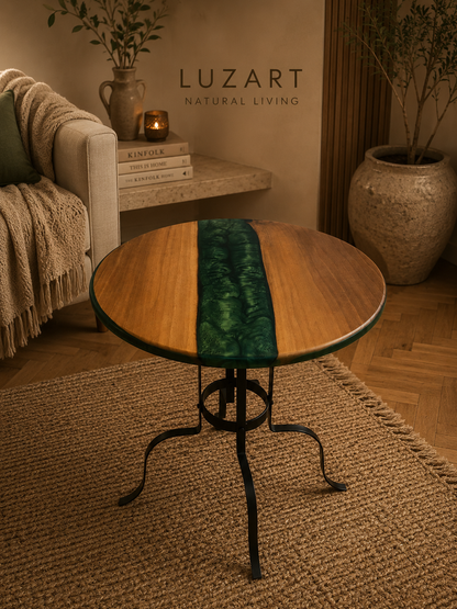 El Yapımı Epoksi & Ceviz Ağacı Yuvarlak Sehpa – Designer River Table
