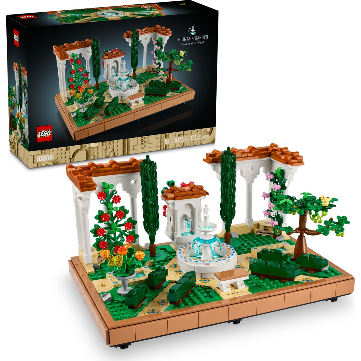 LEGO® Icons Fıskiyeli Bahçe 10359 - Yetişkinler için Model Yapım Seti (1302 Parça)