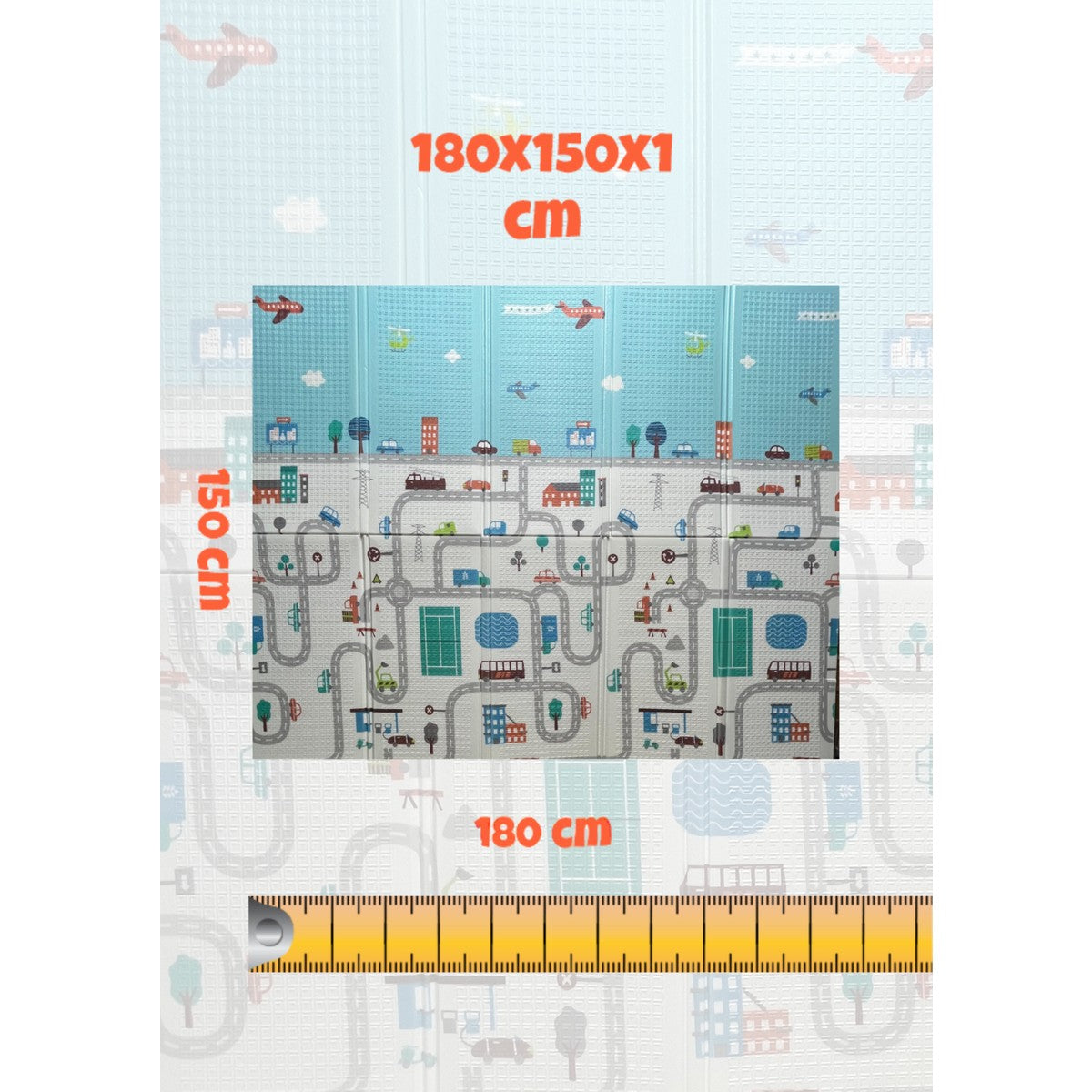 Katlanabilir Çift Taraflı Eğitici Çocuk Oyun Matı, Halısı 180x150 (Taşıma Çantalı)-London