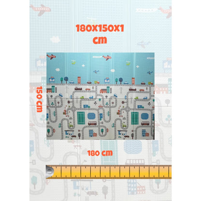 Katlanabilir Çift Taraflı Eğitici Çocuk Oyun Matı, Halısı 180x150 (Taşıma Çantalı)-London