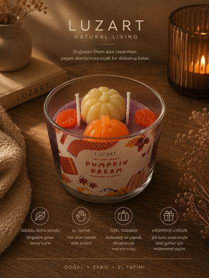 Luzart Pumpkin Dream Koleksiyonu –El Yapımı Balkabağı Figürlü Mum