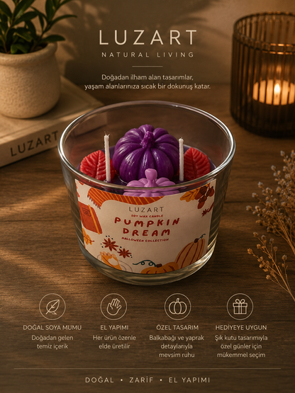 Luzart Pumpkin Dream Koleksiyonu –El Yapımı Balkabağı Figürlü Mum