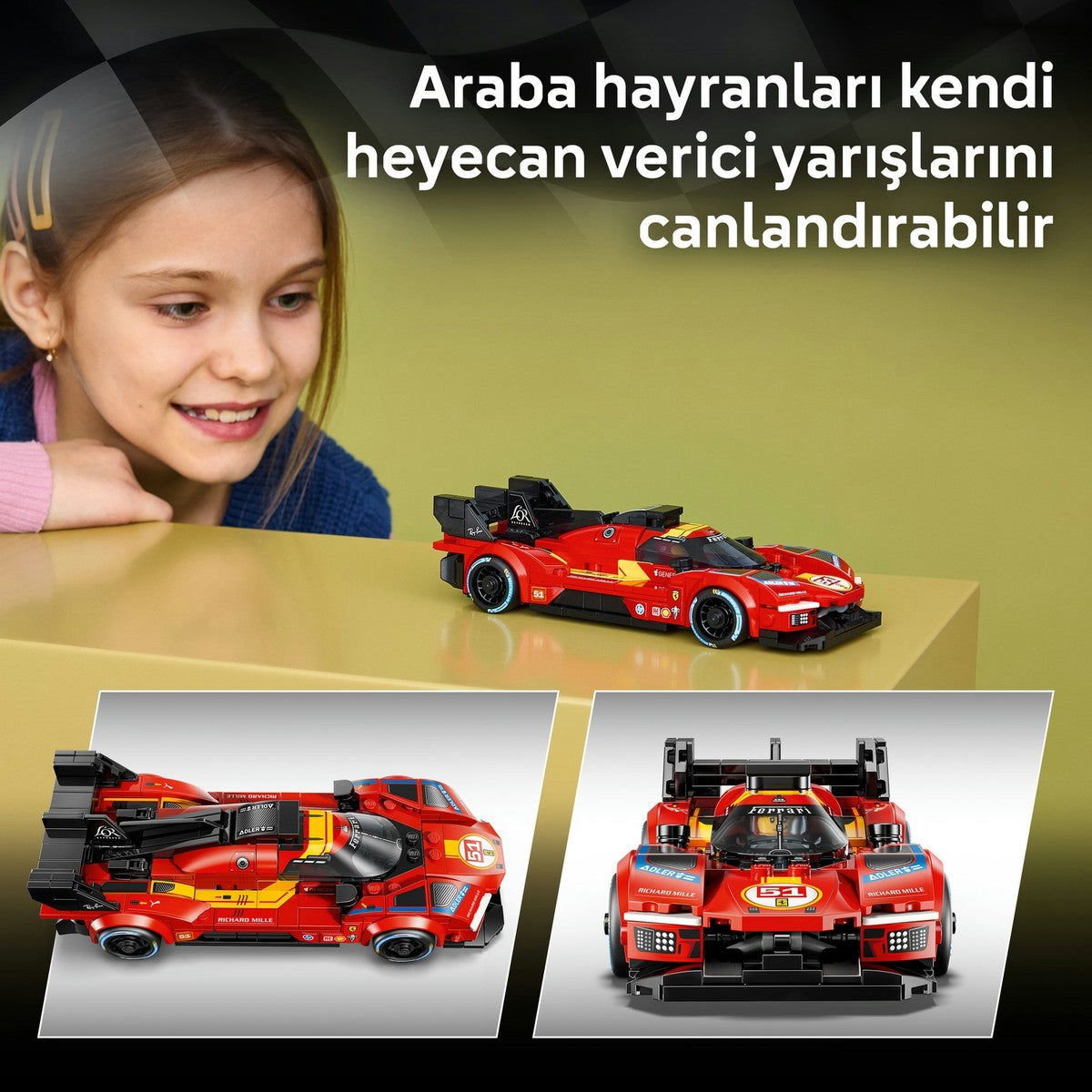 LEGO® Speed Champions Ferrari 499P 77261 - 9 Yaş ve Üzeri için Gerçekçi Detaylar İçeren Yaratıcı Oyuncak Yapım Seti (329 Parça)